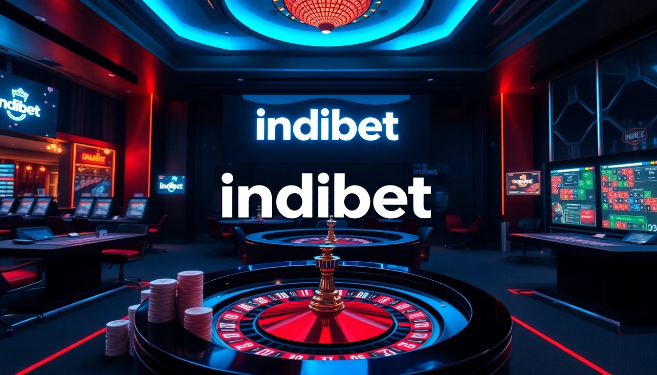 Experience the thrill of betting at Indibet with a vibrant casino scene showcasing poker chips and gaming tables.