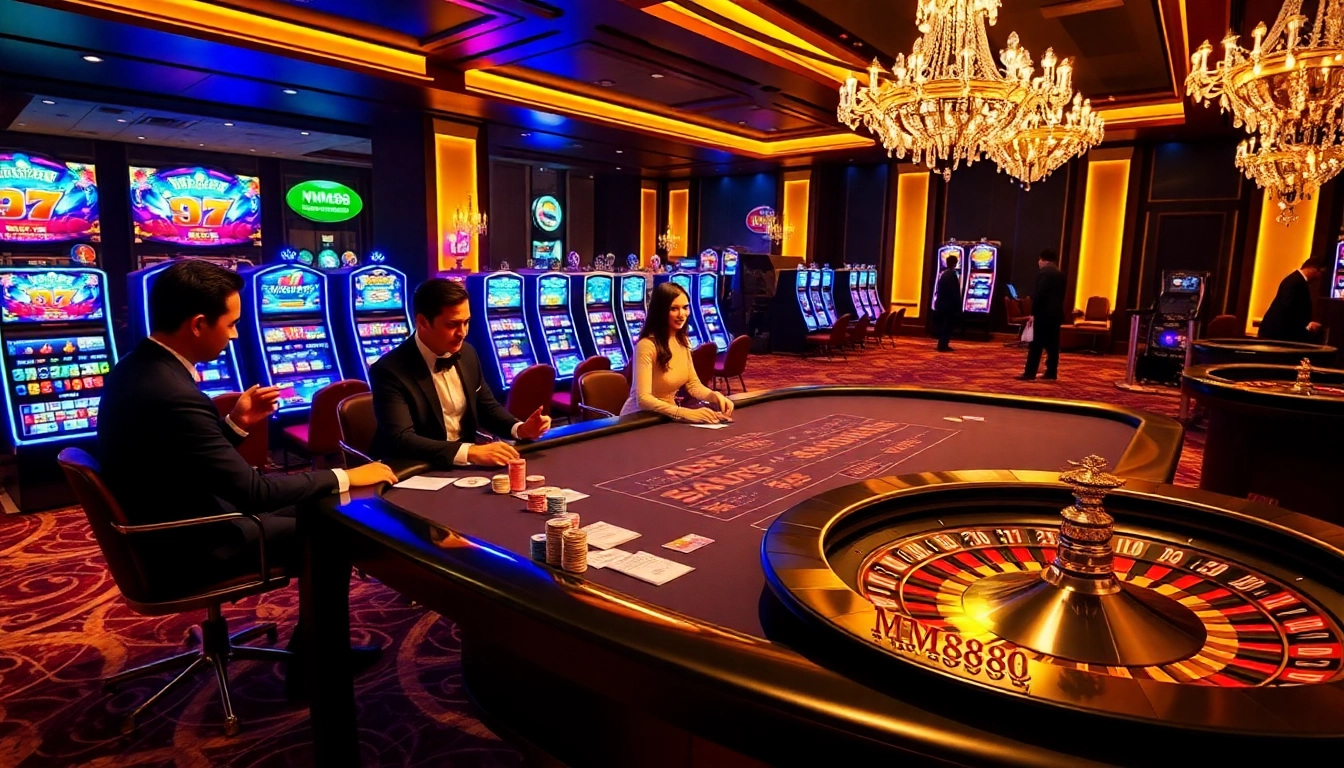 Experience the thrill of MM88 at a luxurious casino table game atmosphere with poker chips.