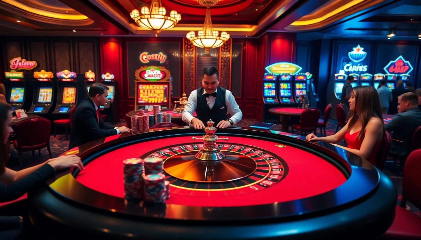 Experience the excitement of LC88 casino with vibrant roulette and poker action.