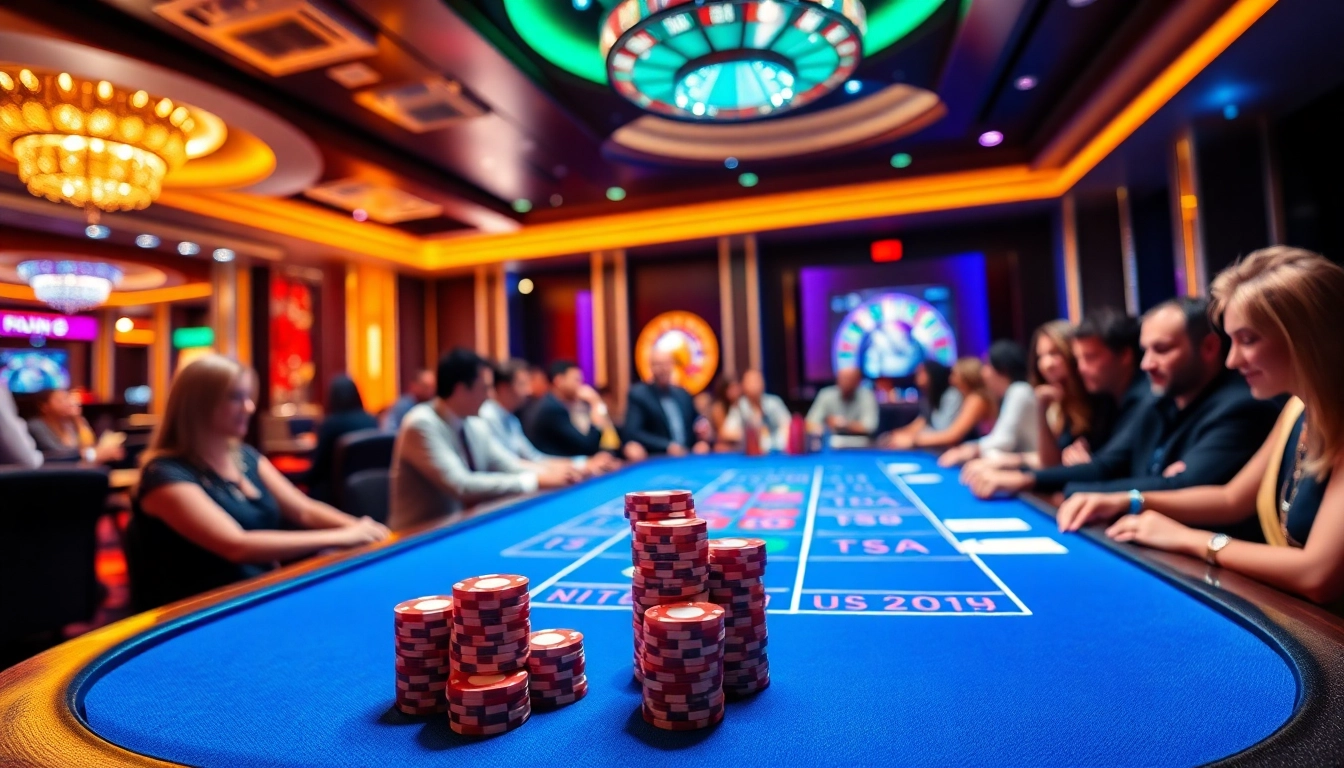 Experience high-stakes excitement at a luxurious 32win 32 casino table, with vibrant poker chips and roulette wheel.