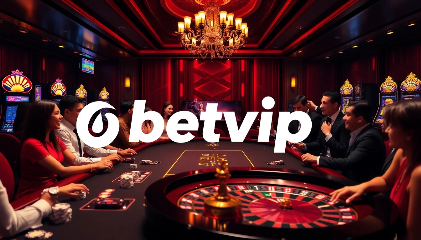 Người chơi Betvip đang thưởng thức một ván chơi đầy hồi hộp tại bàn casino sang trọng với các chip poker và bàn roulette.
