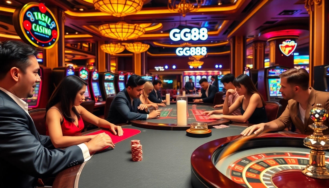 Experience the luxury of GG88 casino gaming with vibrant action at poker and slot machines.