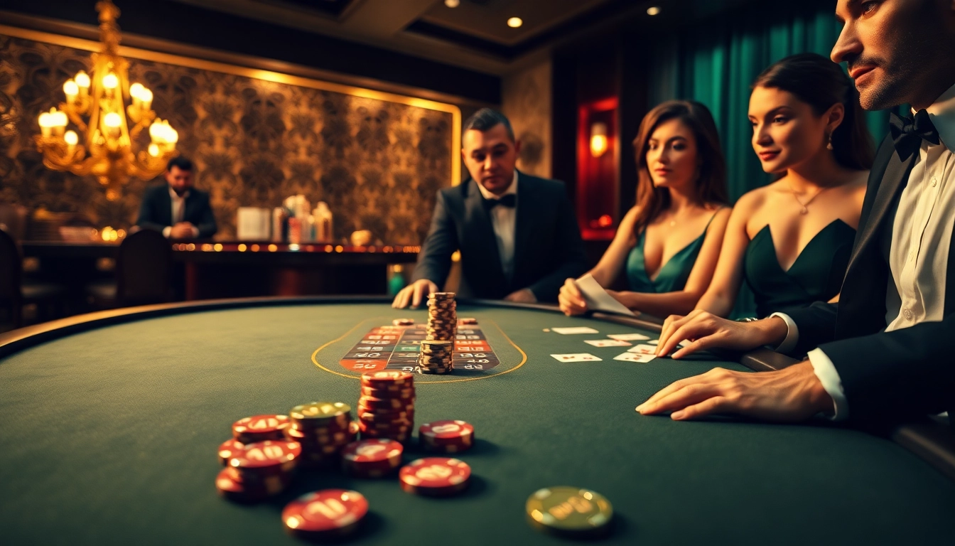 Go8 players engaging in an exciting poker game with colorful chips and cards.