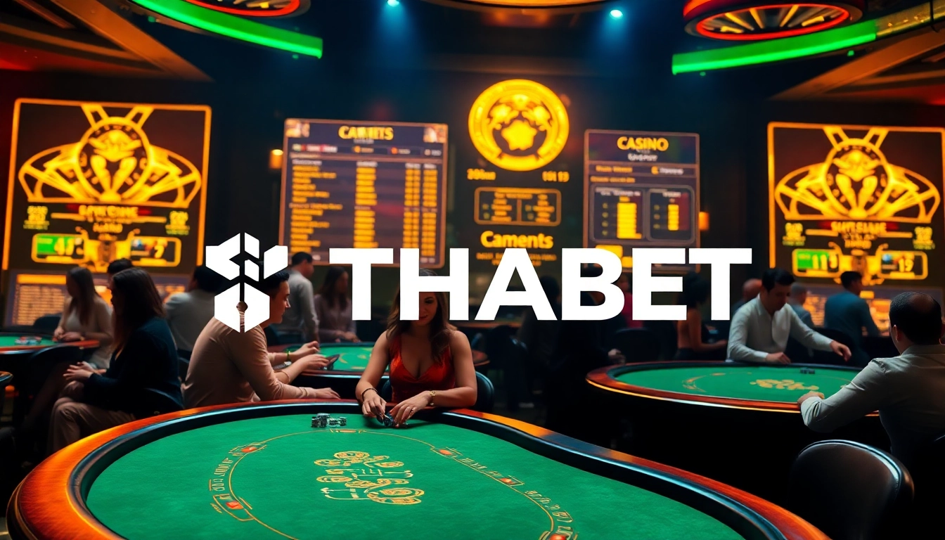 Experience the excitement of THABET with diverse players in a luxurious casino setting.