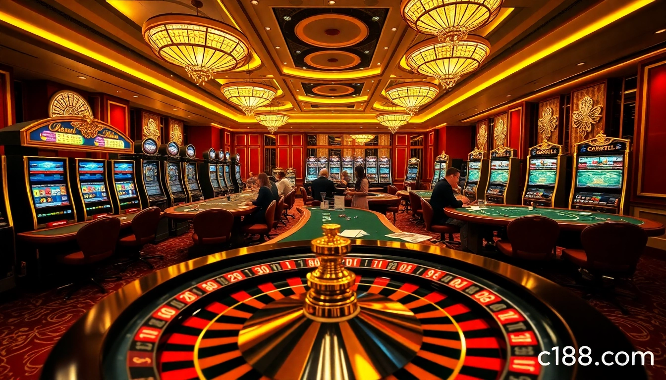 Experience the thrill of c168 com with vibrant casino action featuring poker tables and roulette wheels.