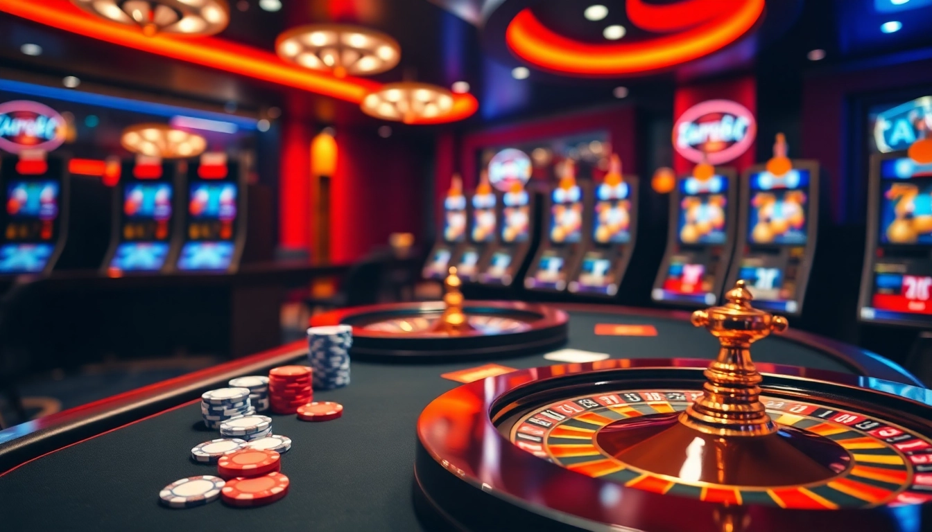 Experience the thrill of Superbet with a luxurious casino scene featuring vibrant tables and exciting gameplay.
