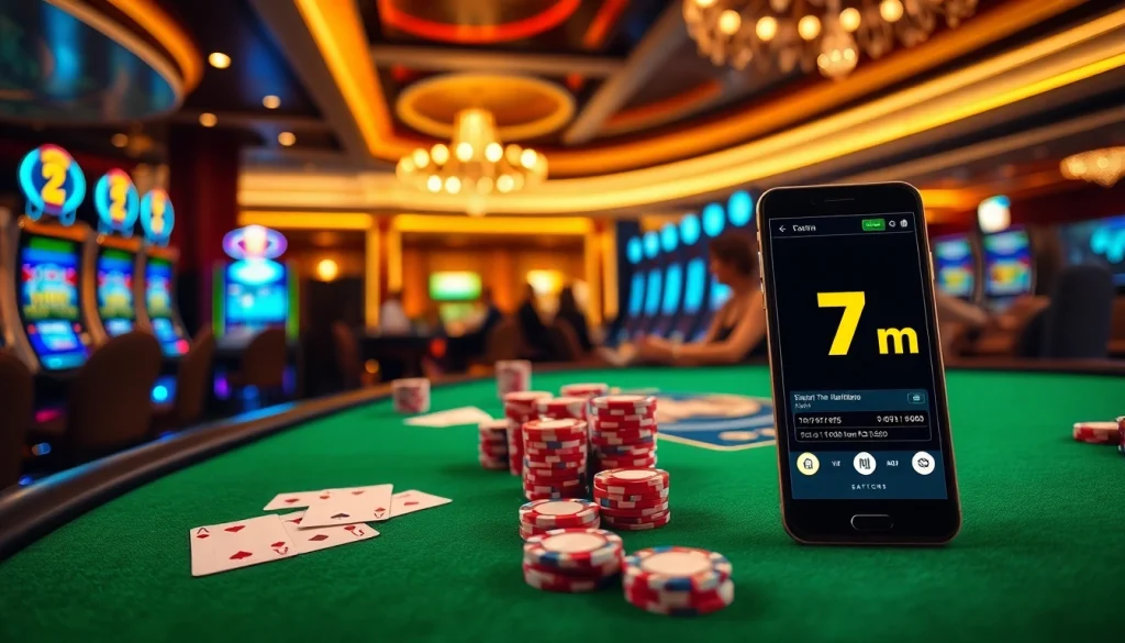 7m's exciting betting scene featuring poker chips and live game tables.