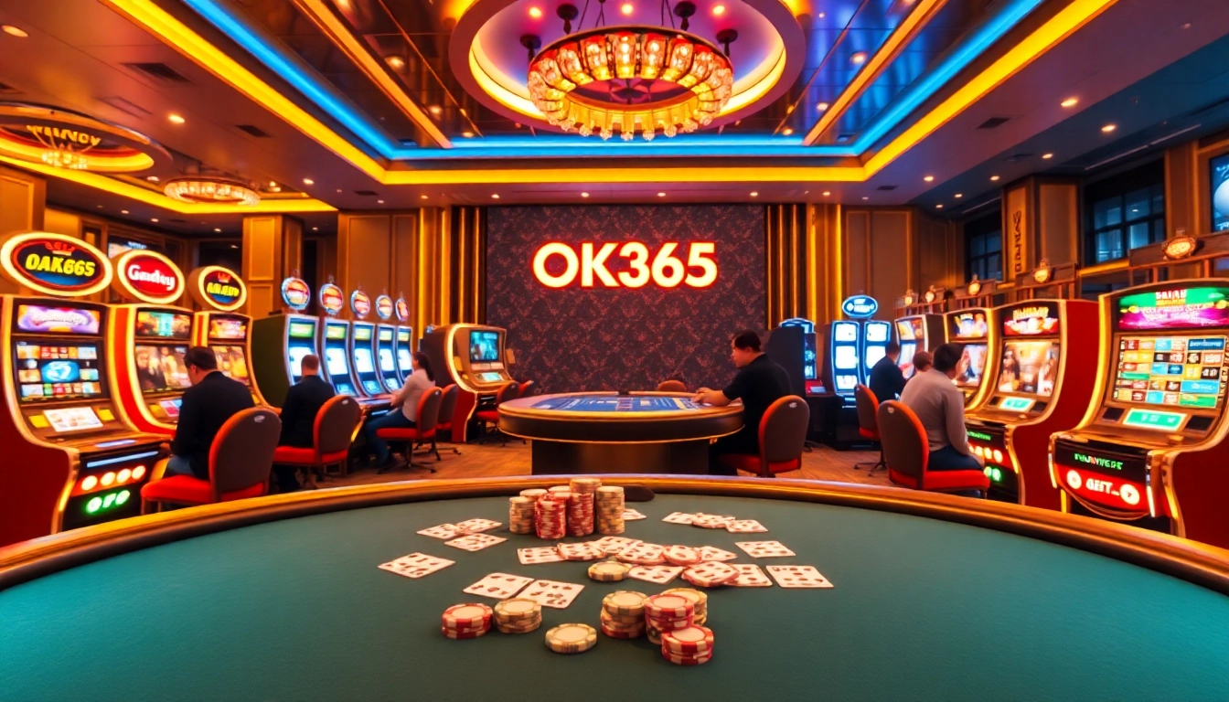 Experience the thrill of betting at Nhà cái OK365 with vibrant casino visuals.