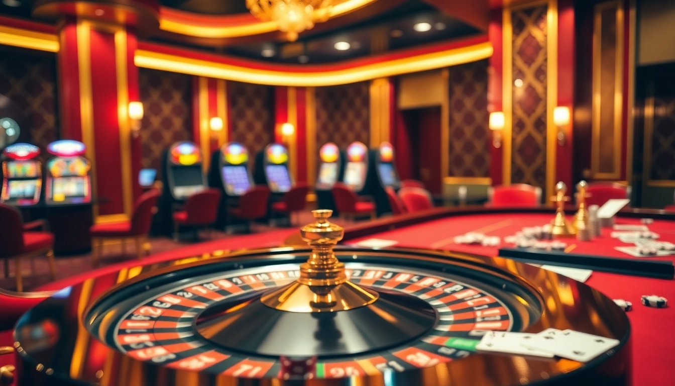 An engaging gambling scene at 88vv.marketing with a roulette table, chips, and cards in a luxurious setting.