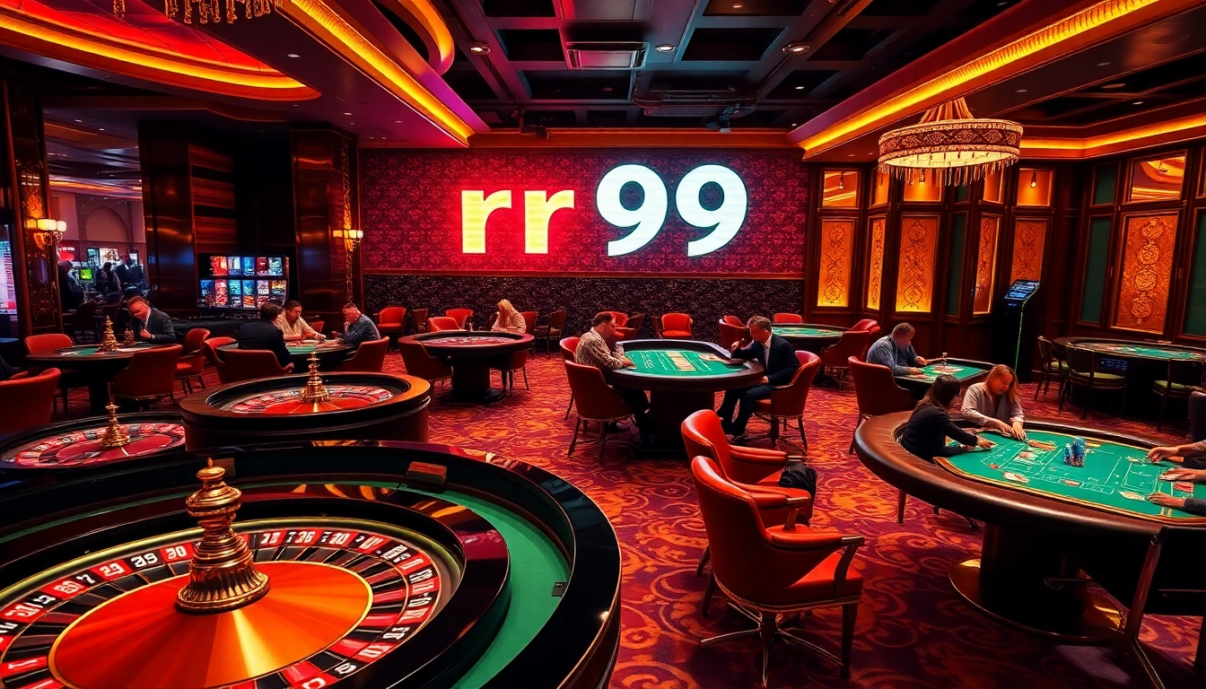Gamble at a luxurious casino featuring rr99 tables and vibrant game atmosphere.