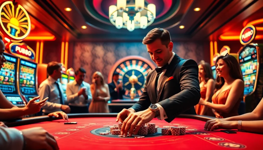 Experience thrilling gameplay at PUB88's luxury casino tables with professional dealers.