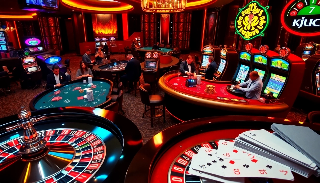KJC enthusiasts enjoying luxury gaming at vibrant casino tables in a high-stakes environment.