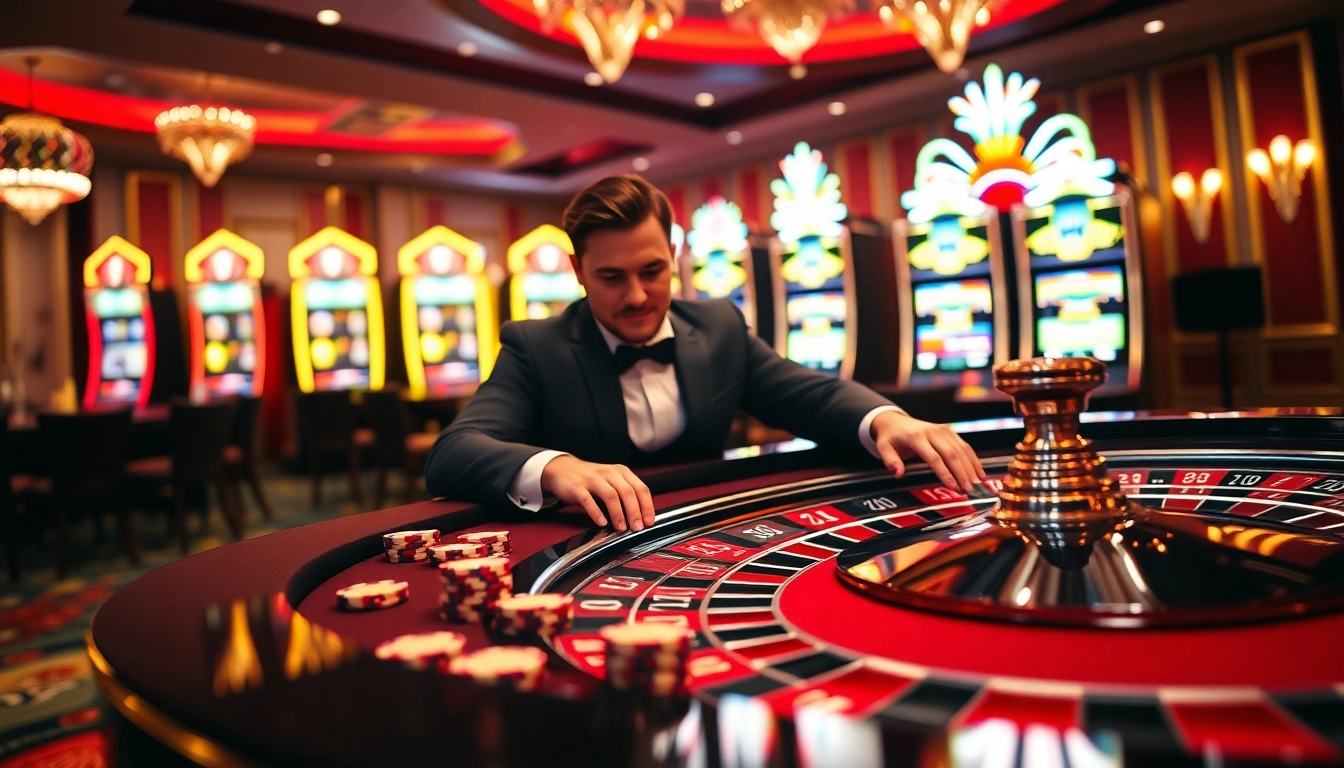 At 13Win, a player strategically places bets at a luxurious casino table.