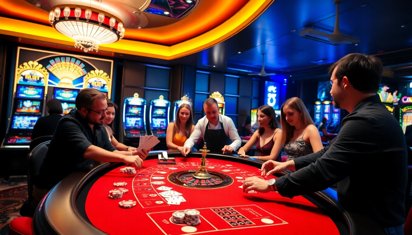 Experience the excitement of 789club with vibrant casino tables, poker chips, and thrilled players.