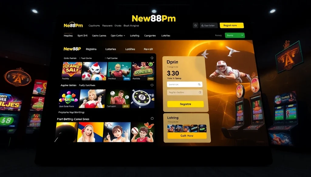 Interactive home page of https://new88pm.com/ showcasing user-friendly design and diverse betting options.