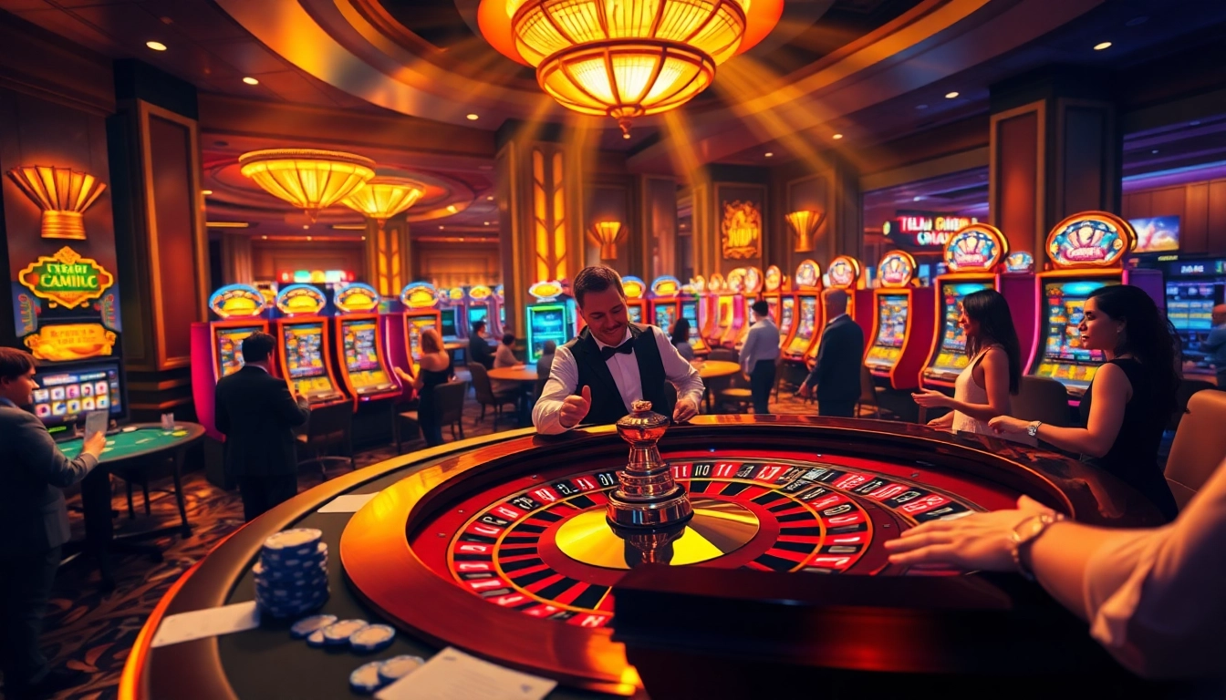 Players engaging in a thrilling casino experience at 11UU with roulette and slot machines.