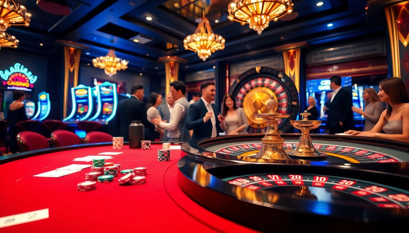 NoHu casino scene featuring poker, roulette, and vibrant players enjoying thrilling games.