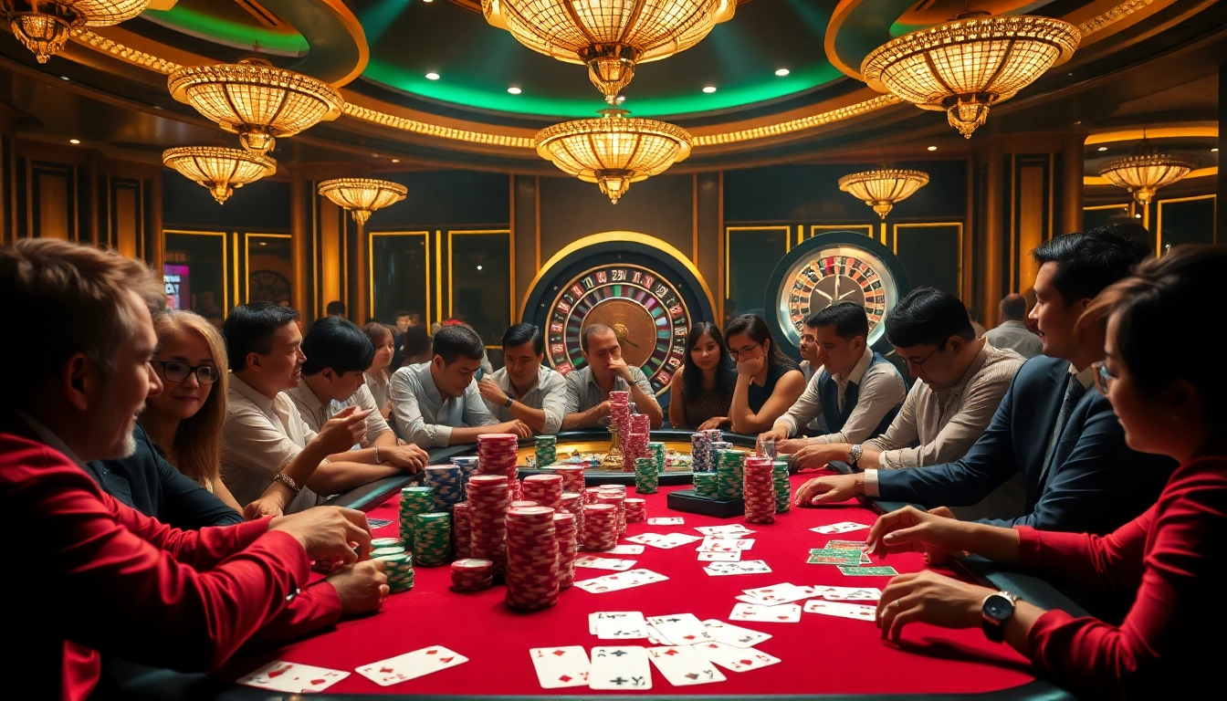 Exciting casino poker action featuring KK55 chips in a vibrant gaming table atmosphere.