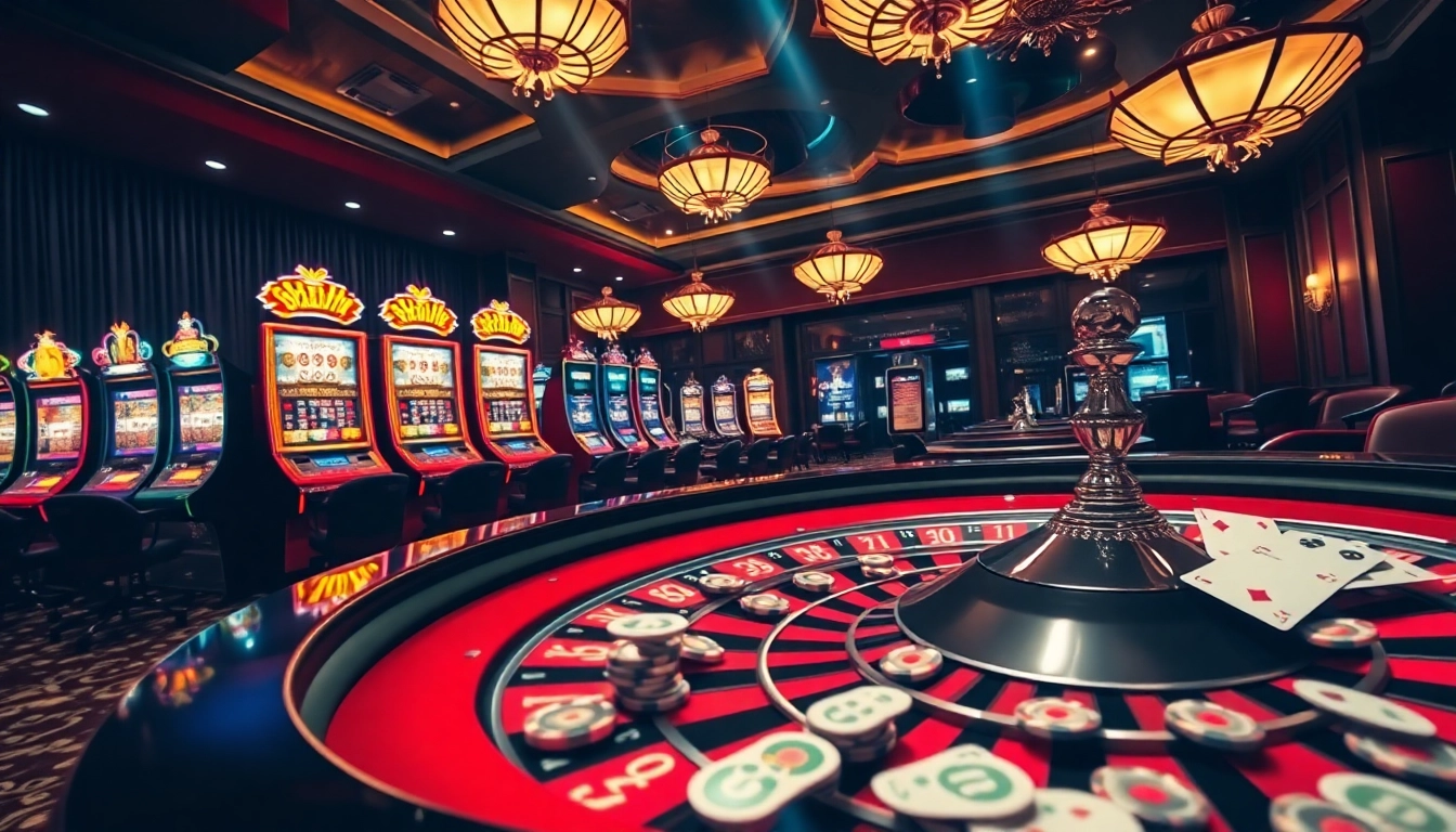 Experience the thrill of winning at the luxurious 58win online casino with vibrant slot machines and roulette tables.