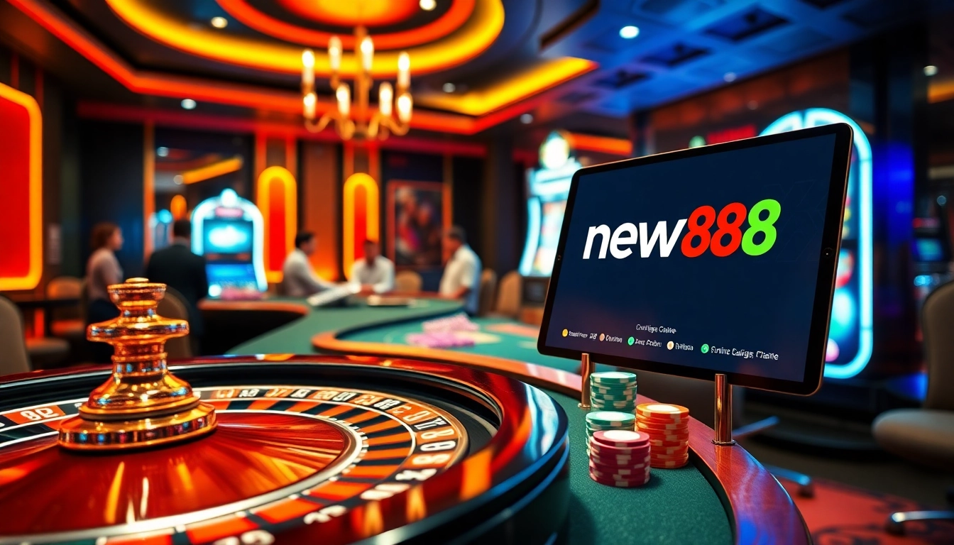 Players enjoying a thrilling game at the new88 casino, featuring roulette and poker.