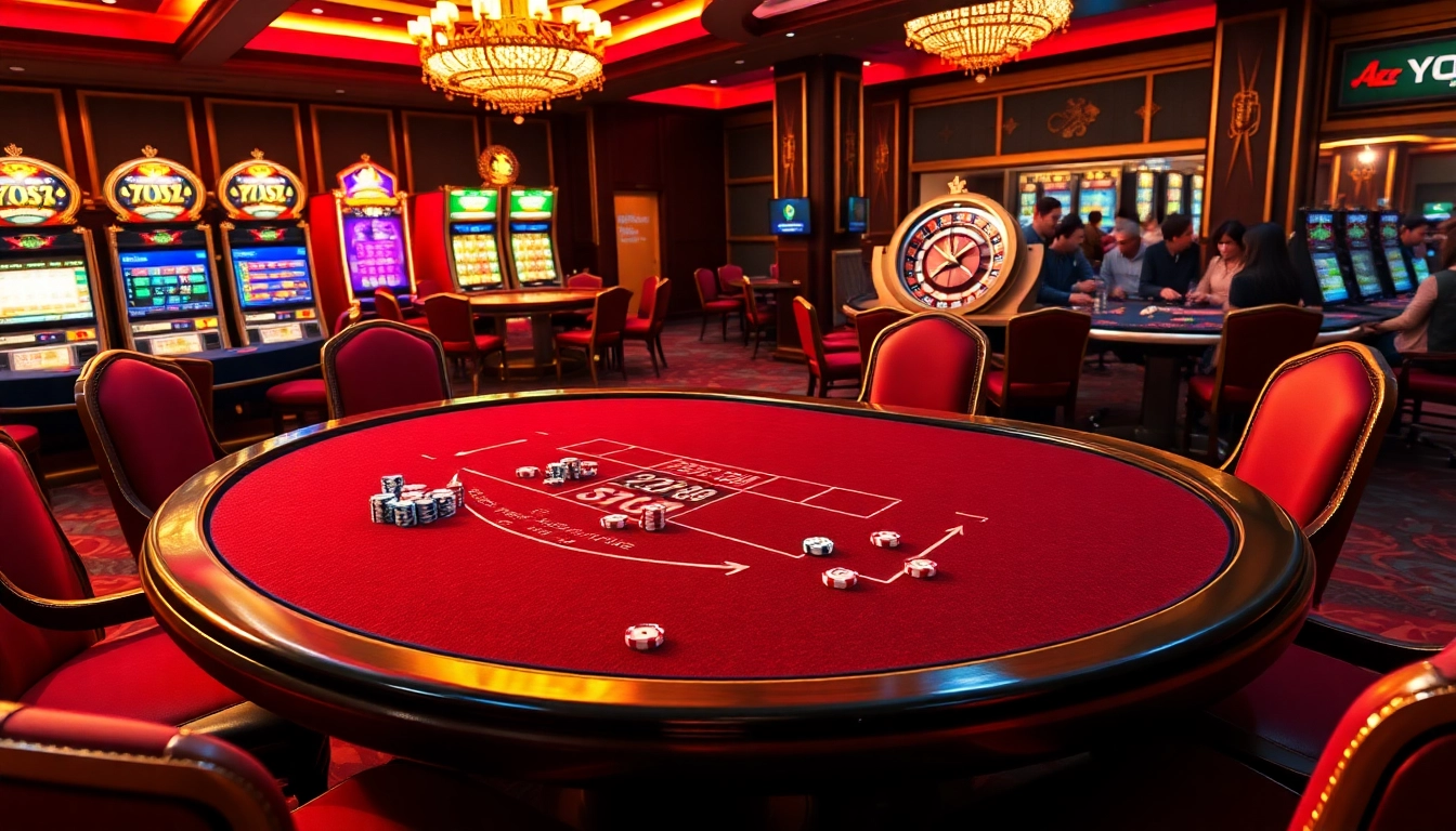 Experience the thrill of yo88 with luxurious gambling elements in a vibrant casino scene.