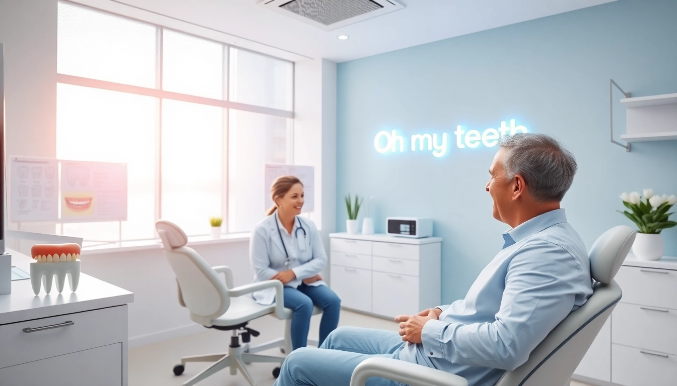 Oh my teeth 口コミ showcasing a modern dental clinic with a friendly orthodontist and patient consultation.