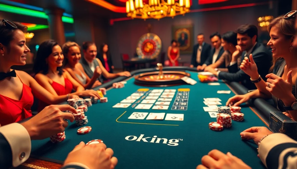 Experience the thrill of okking at an elegant poker table with vibrant chips and cards.