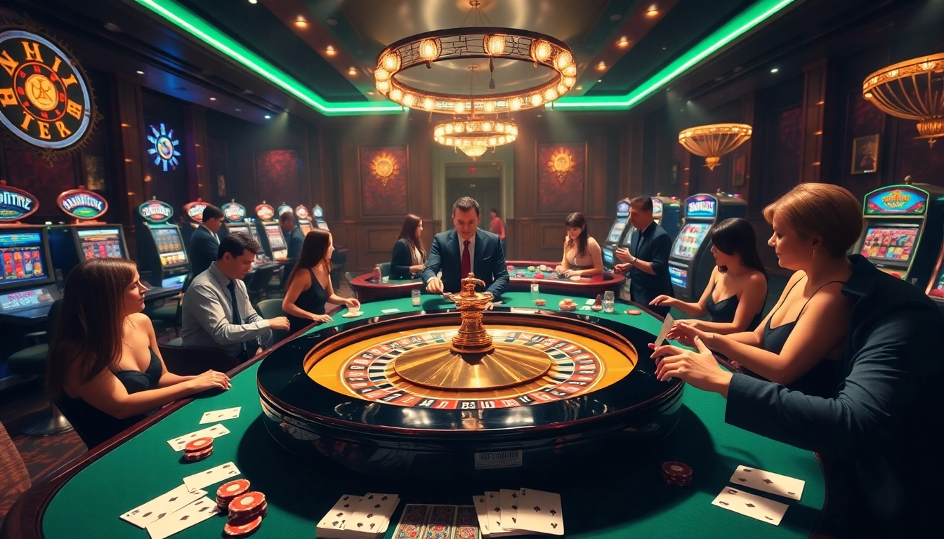 Players enjoying intense roulette action at https://kkwin.co.com/, surrounded by elegant casino elements.
