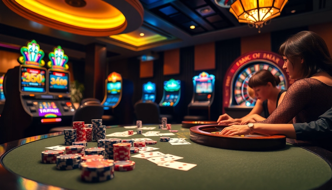 Experience the thrill of the 222bd app at a luxurious casino gaming table with poker chips and cards.