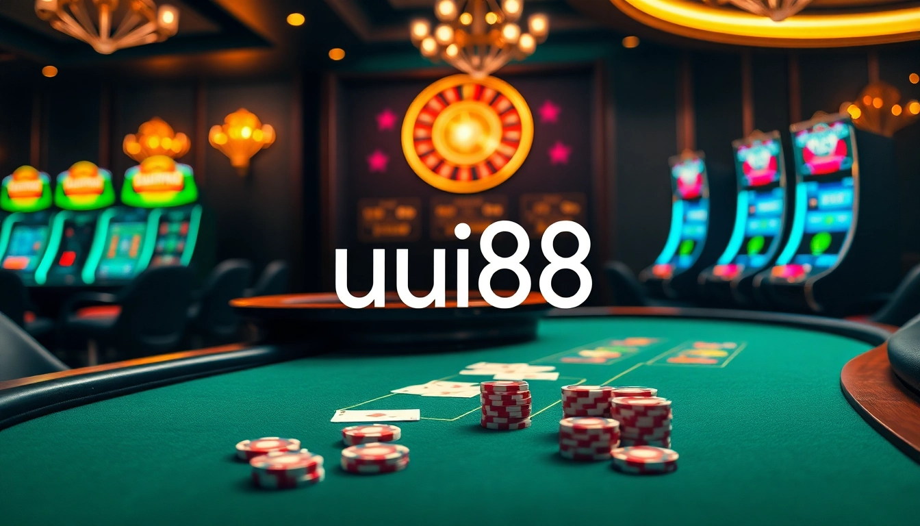 Experience the thrill of uu88 with luxury casino gaming, featuring poker tables and roulette wheels.