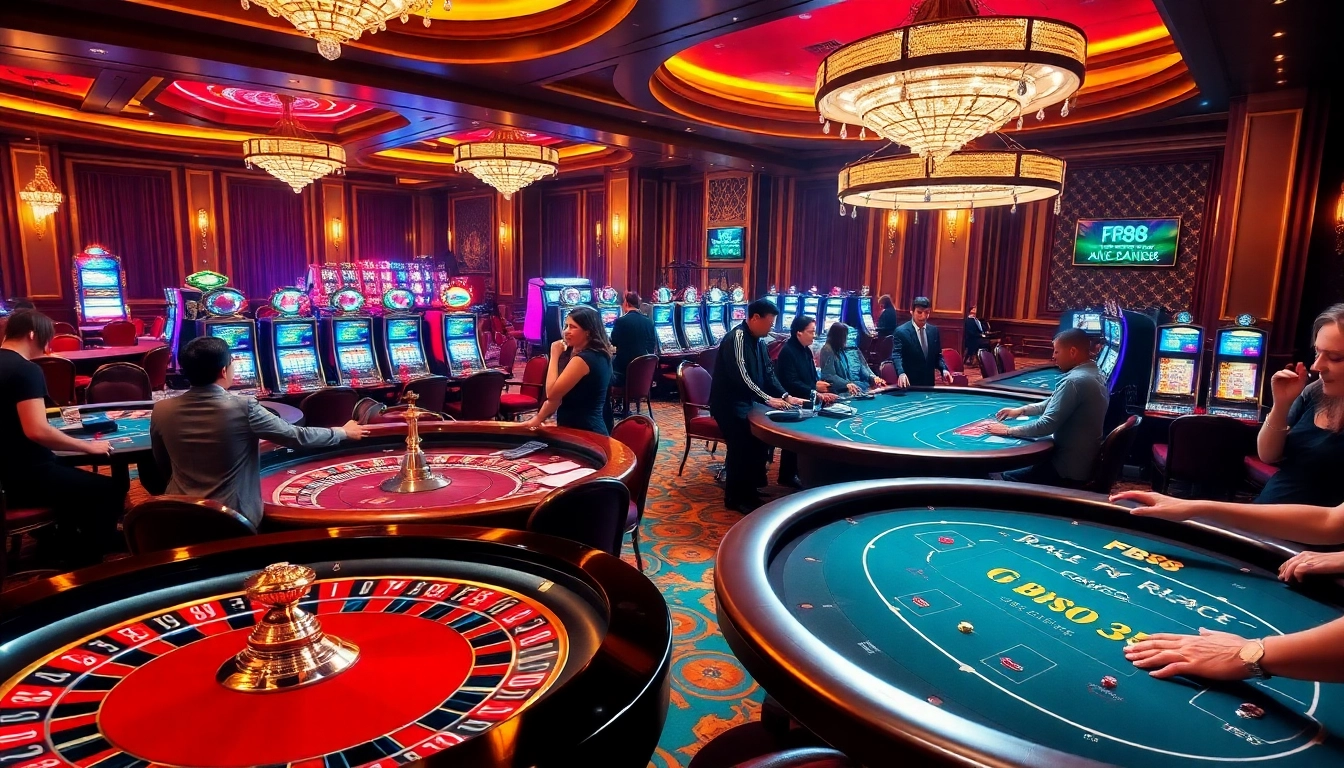 Experience thrilling gameplay at FB88 with vibrant casino tables and exciting gaming action.