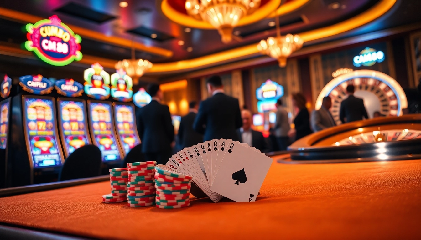 Engage with CM88 at an exciting casino table filled with vibrant poker chips and cards.