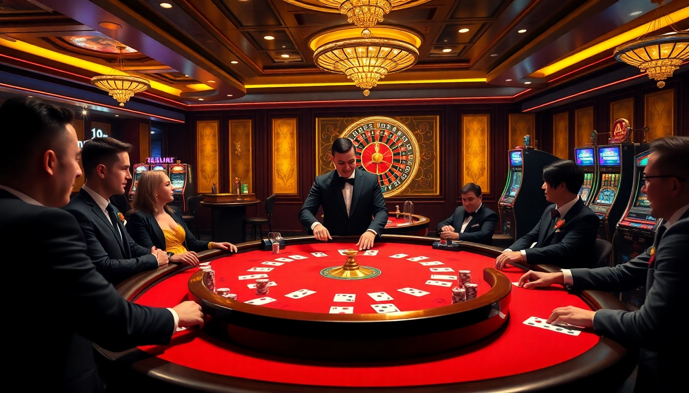 Engage with HM88 at a stylish poker table surrounded by vibrant casino elements.