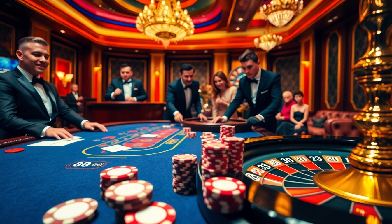 Excited players engaging in a thrilling blackjack game at the 88i casino.