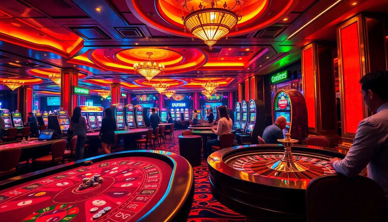 Experience the thrilling action of UU88 with vibrant casino games and players enjoying their bets.