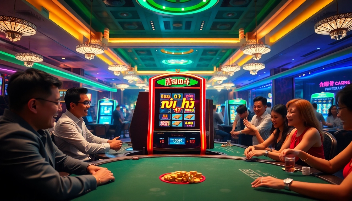 Win big with the nổ hũ slot machine in a luxurious casino setting.