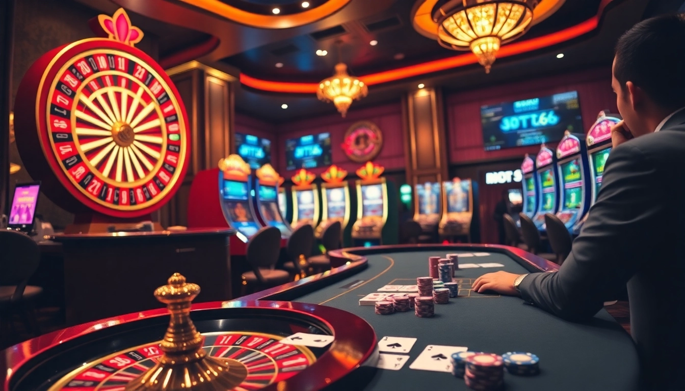 Players strategizing at a high-stakes poker table in the BDTK66 casino scene.