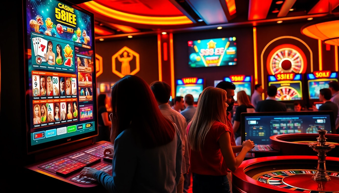 Exciting online gaming scene featuring the 58ee brand with players enjoying casino games.