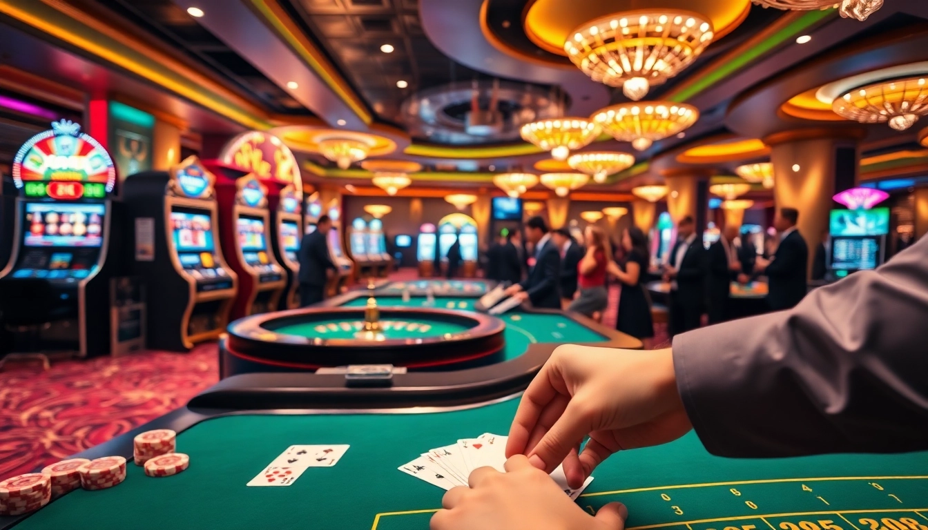 Experience the thrill of xin88 with vibrant casino tables and engaged players.