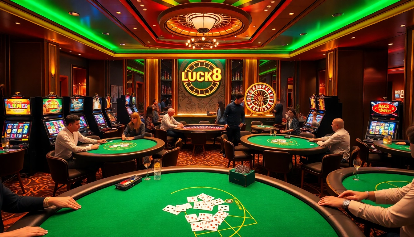 Experience the thrill of LUCK8 with vibrant casino games and elegant gaming tables.