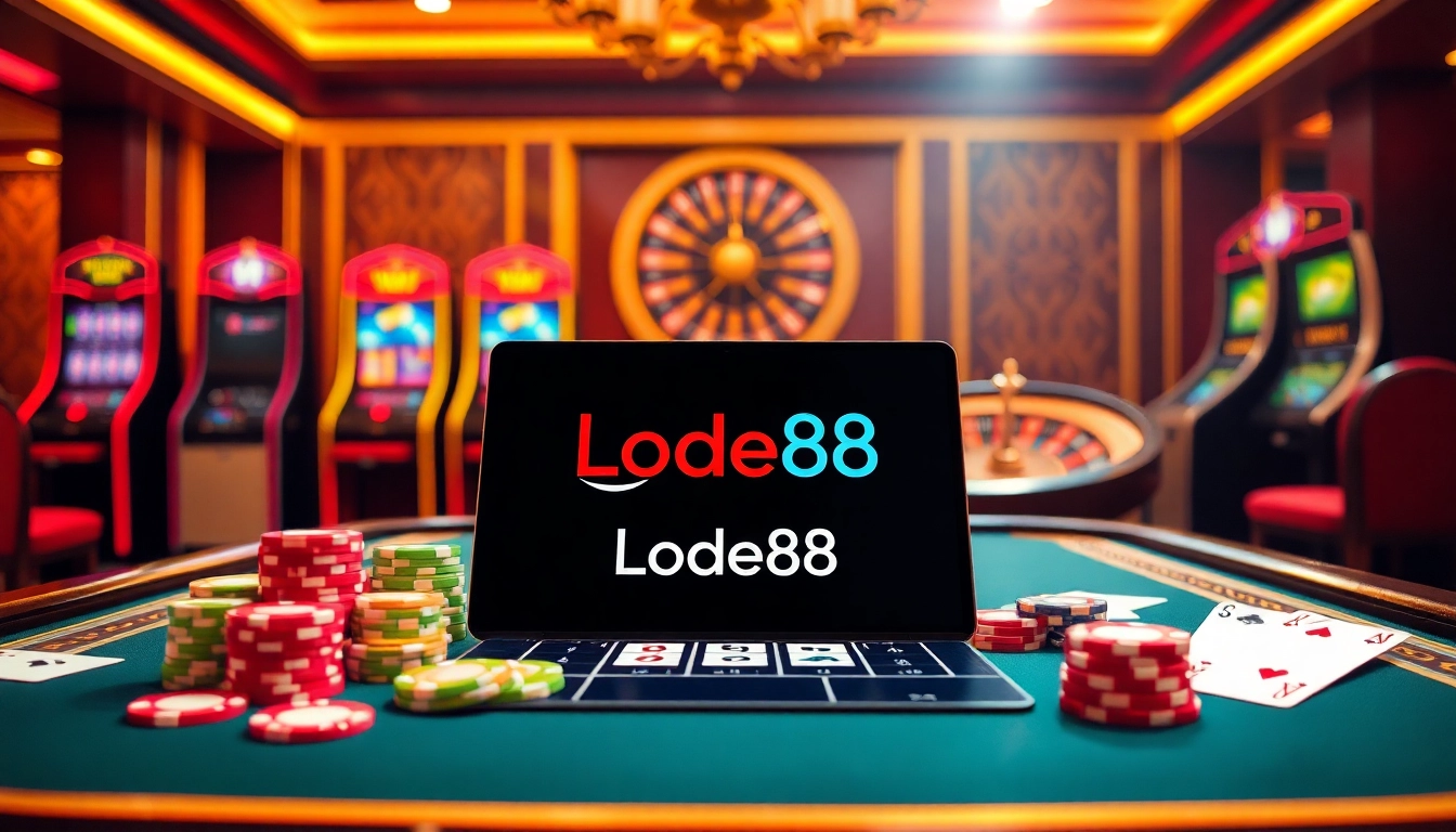 Exciting online gambling scene showcasing Lode88's engaging betting interface and vibrant casino elements.