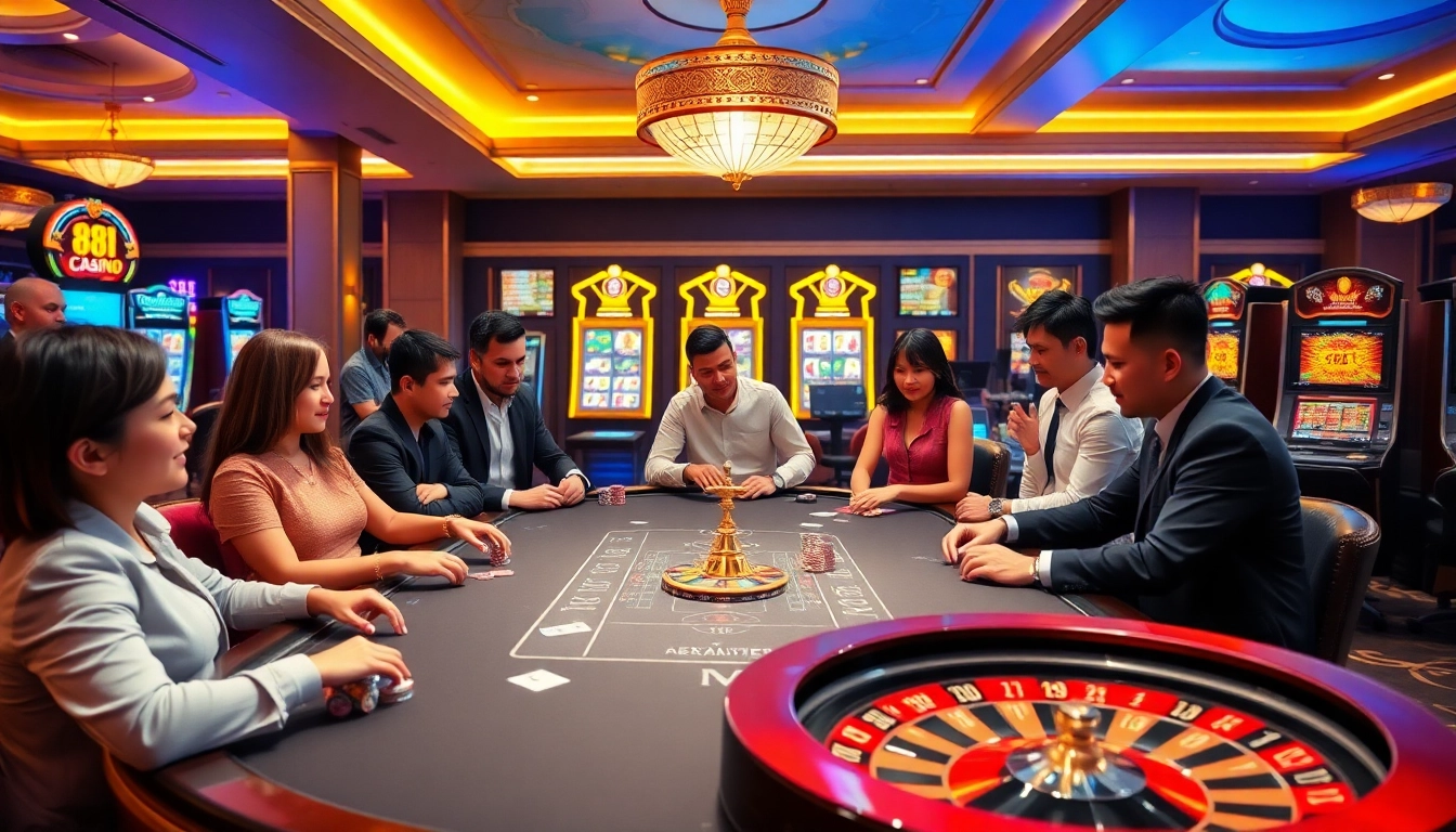 See players enjoying games at the vibrant 88i nhà cái casino, showcasing slots and poker.