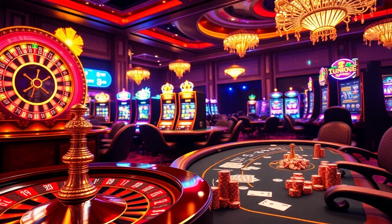 Experience the excitement of DN88 online gambling with engaging casino elements like poker chips and slot machines.