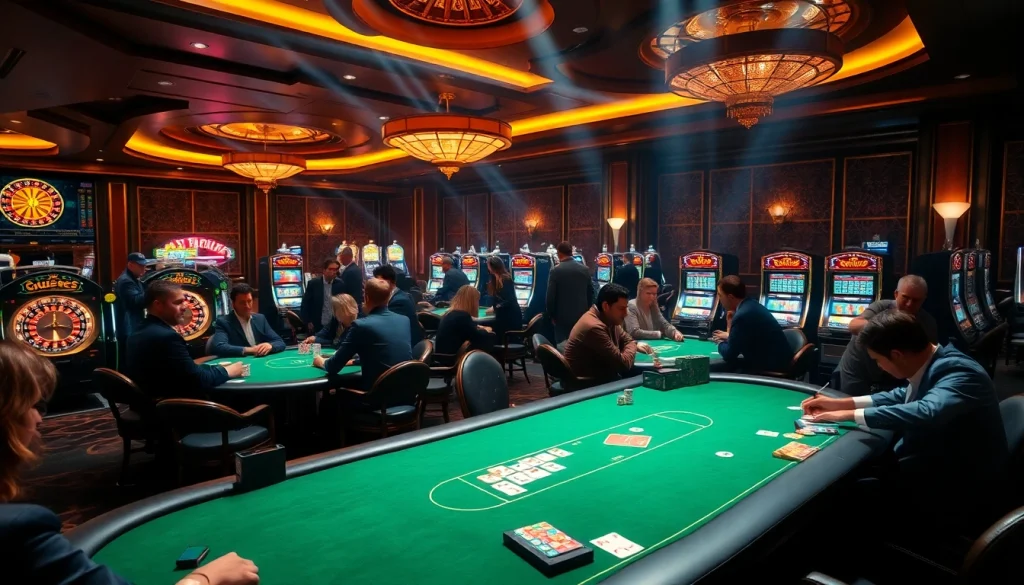 Experience electrifying gaming action at vin7771's luxurious casino tables featuring poker and roulette.