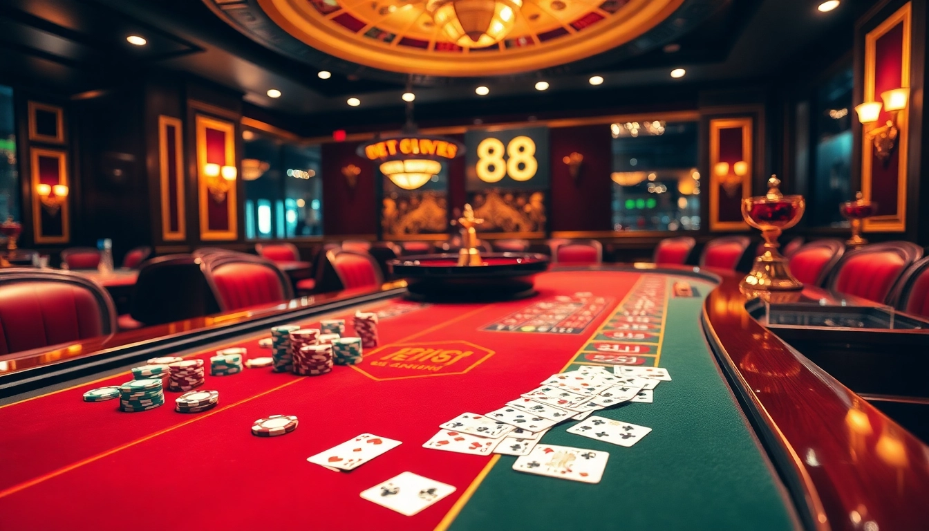 Experience the thrilling atmosphere of ku88 casino gaming with vibrant tables and polished poker chips.