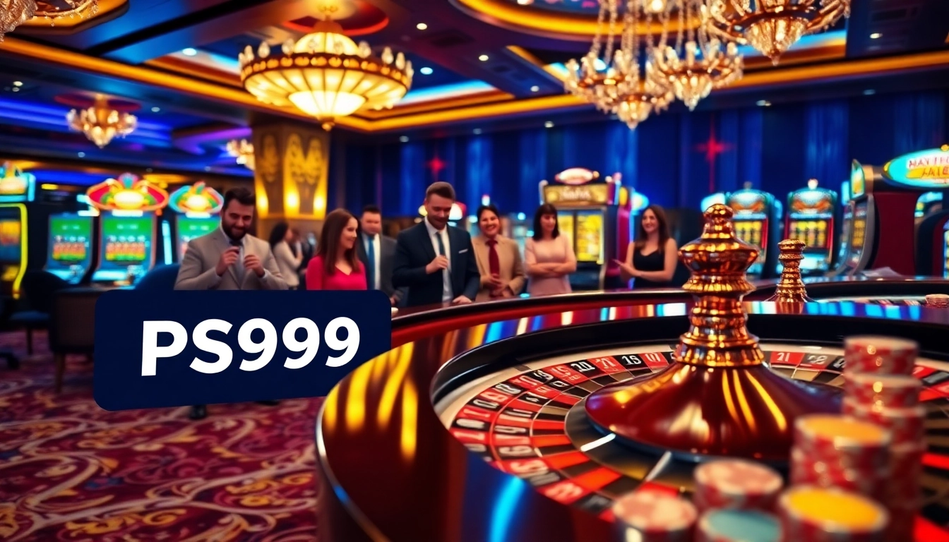 Players enjoying a roulette game at a luxurious casino with PS99 betting options highlighted.