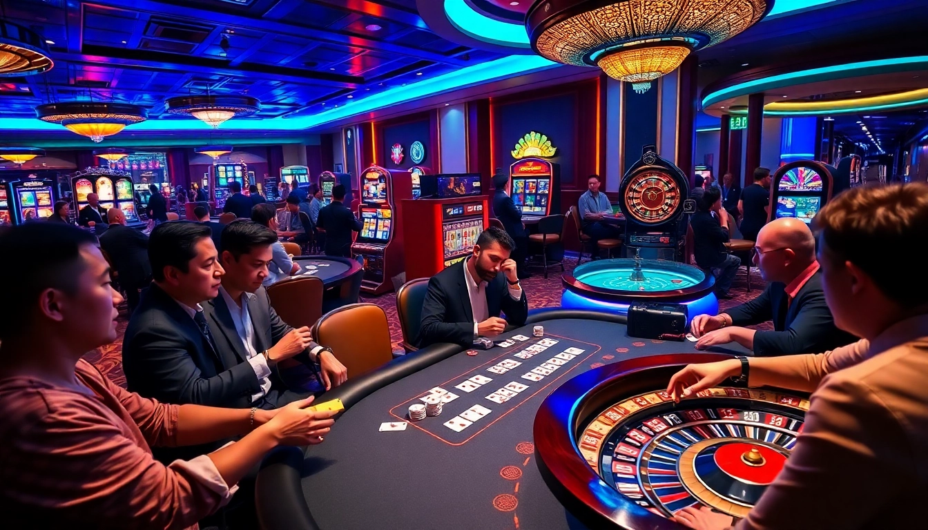 Players enjoy intense poker action at a vibrant casino table, showcasing https://bl555.design/ gambling excitement.