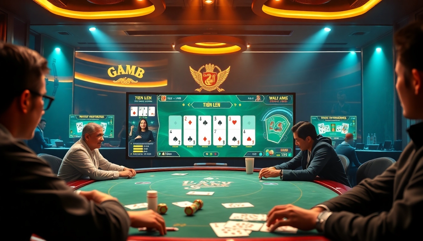 Exciting online gaming scene showcasing players at topgamebaidoithuong.mx enjoying popular card games.