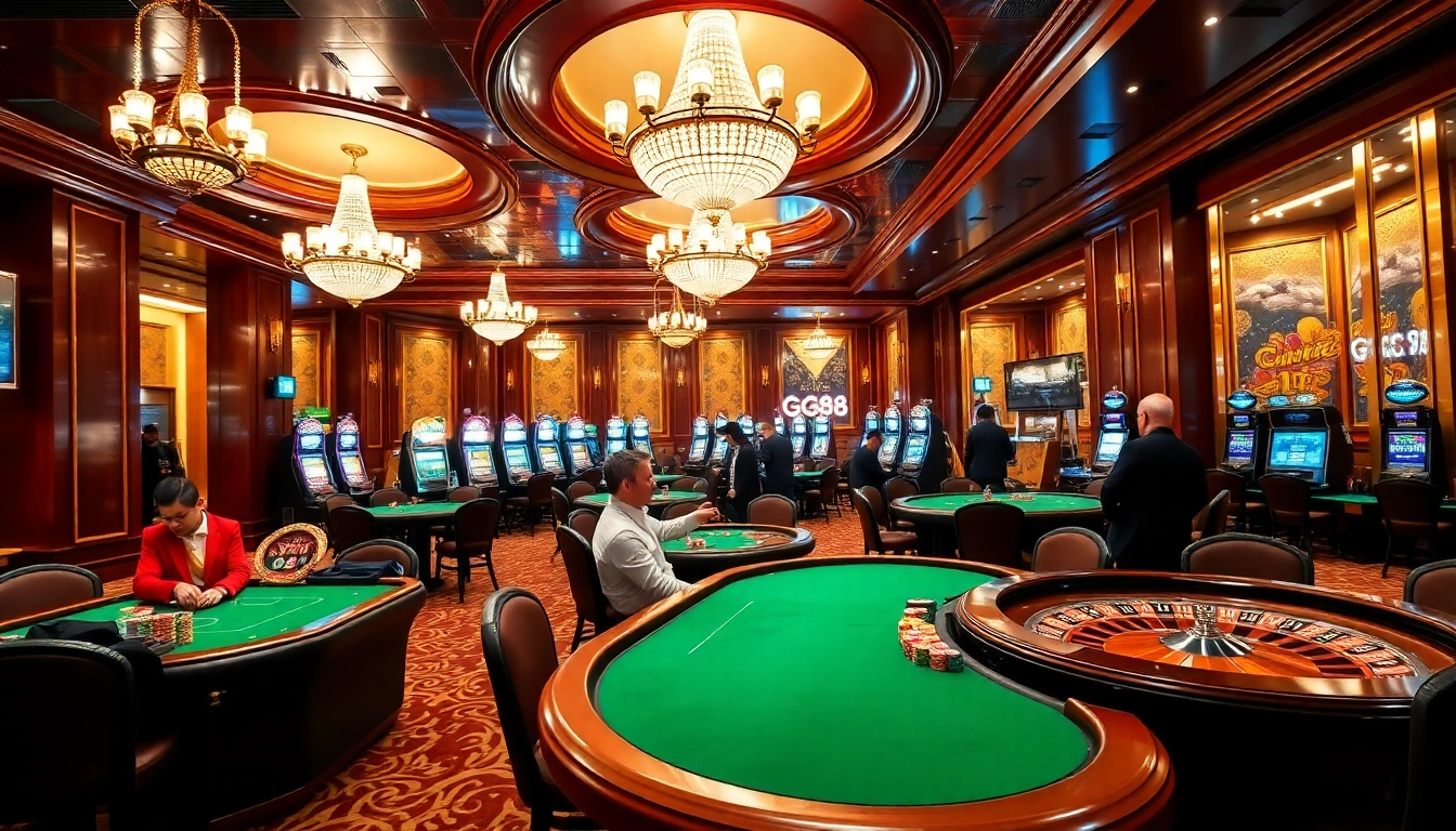 Experience high-stakes excitement at GG88 with engaging poker tables and vibrant slot machines.