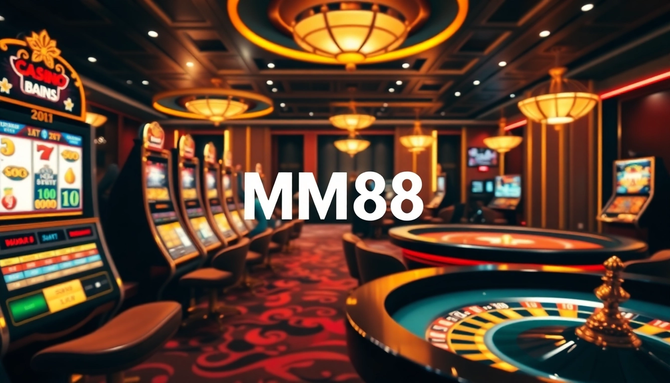 Experience the thrill of gambling at MM88 with vibrant slot machines and poker tables.